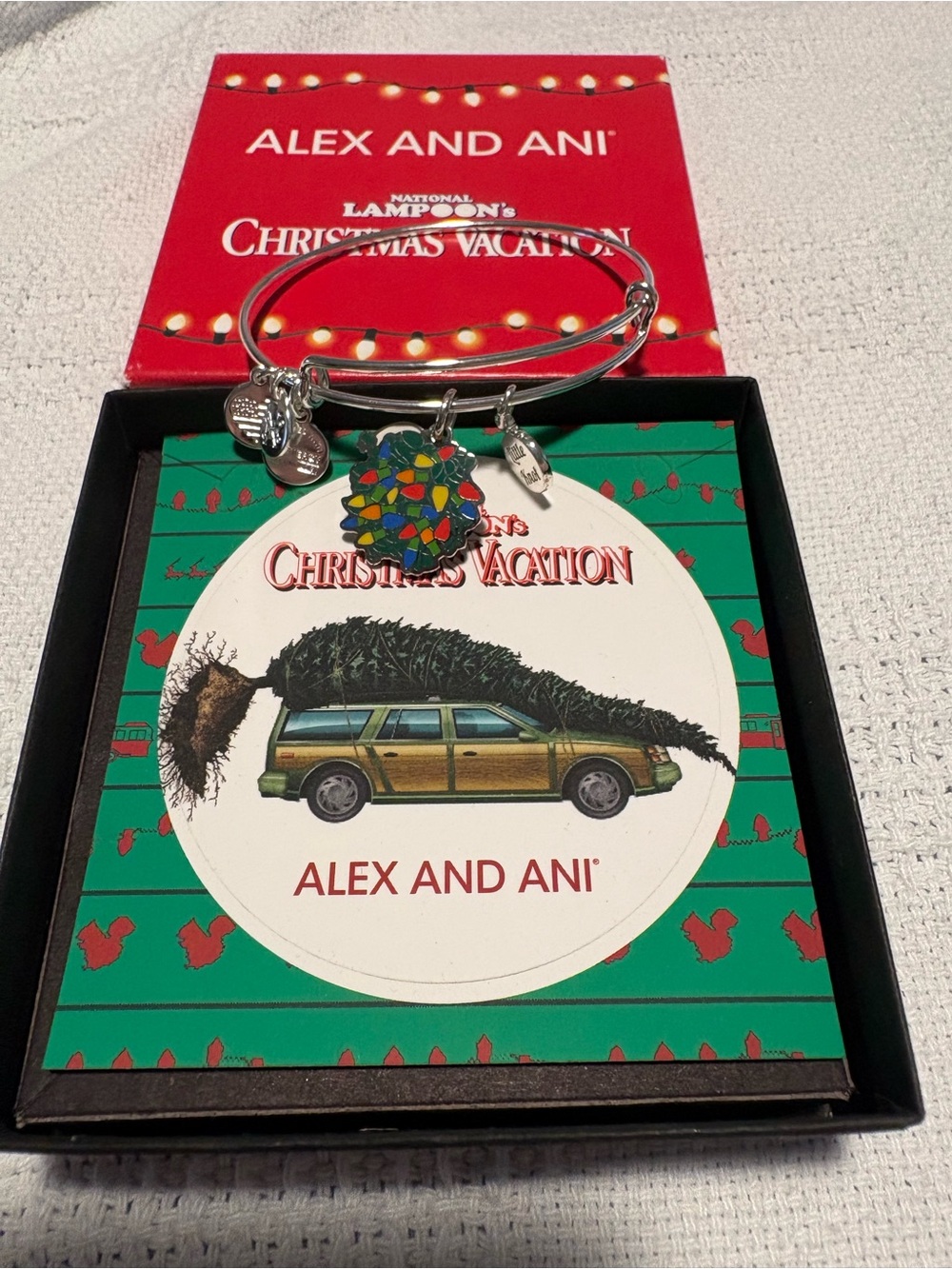 Alex and Ani Silver Stained-Glass Wreath Charm Bangle